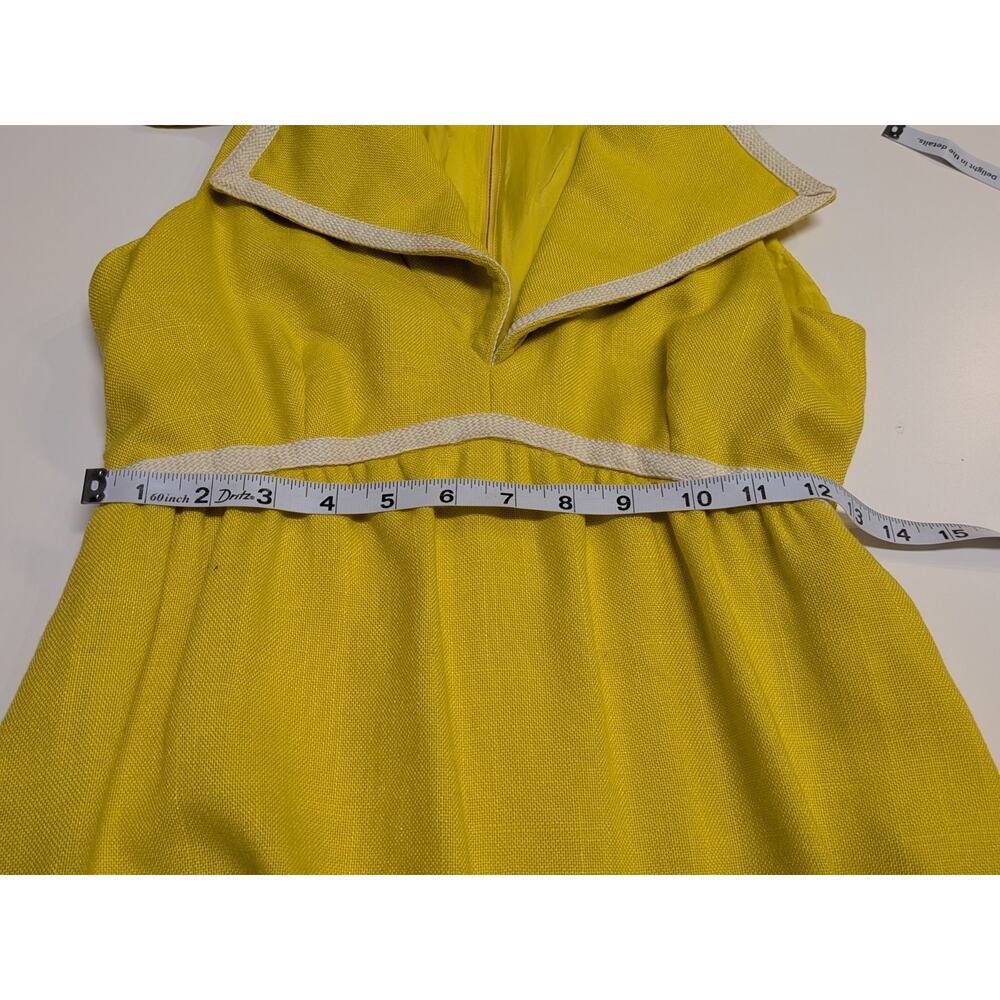 Vintage Sailor Dress 60s 70s Yellow USA Union Made Tweed XS - Picture 6 of 11
